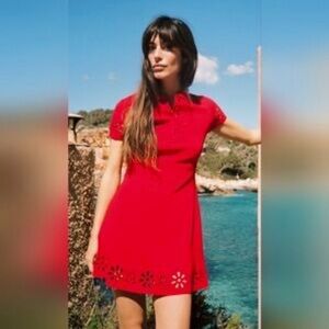 Zara red short dress featuring a polo collar sz small